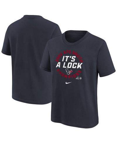 Nike Kids' Big Boys  Navy Houston Texans 2023 Afc South Division Champions Trophy Collection T-shirt