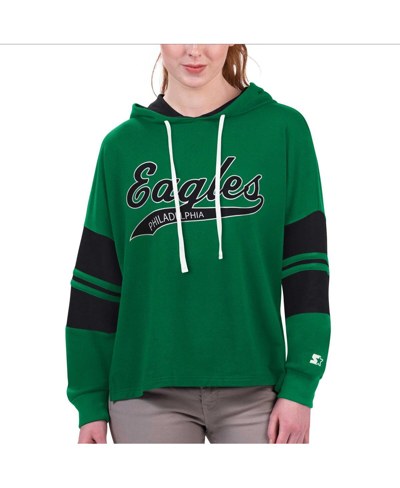Starter Women's  Kelly Green Philadelphia Eagles Bump And Run Long Sleeve Hoodie T-shirt