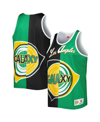 MITCHELL & NESS MEN'S MITCHELL & NESS BLACK, GREEN LA GALAXY SUBLIMATED SPLIT LOGO TANK TOP