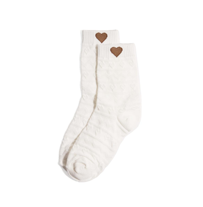 Stems Heart Lace Crew Socks In White