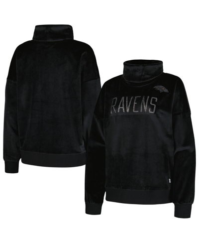 Dkny Women's  Sport Black Baltimore Ravens Deliliah Rhinestone Funnel Neck Pullover Sweatshirt