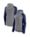 Fanatics Branded  Heather Gray/college Navy Denver Broncos Blind Side Lightweight Full-zip Hoodie In Heather Gray,college Navy