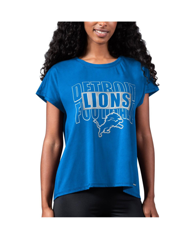 Msx By Michael Strahan Women's  Royal Detroit Lions Abigail Back Slit T-shirt