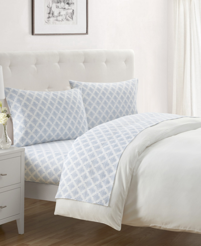 Tahari Home Alexa 100% Cotton Flannel 4-pc. Sheet Set, Full In Blue