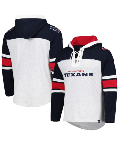 47 Brand Men's ' Houston Texans Heather Gray Gridiron Lace-up Pullover Hoodie