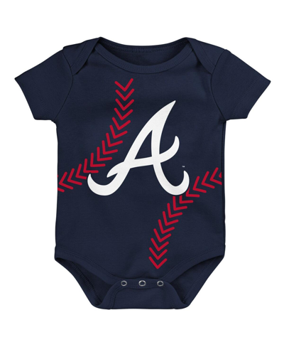 Outerstuff Babies' Newborn And Infant Boys And Girls Navy Atlanta Braves Running Home Bodysuit