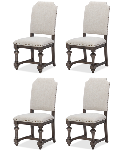 Macy's Mandeville 4pc Upholstered Chair Set In Brown