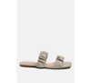 London Rag Gather Sparks Strap Slip-on Flat In Beige