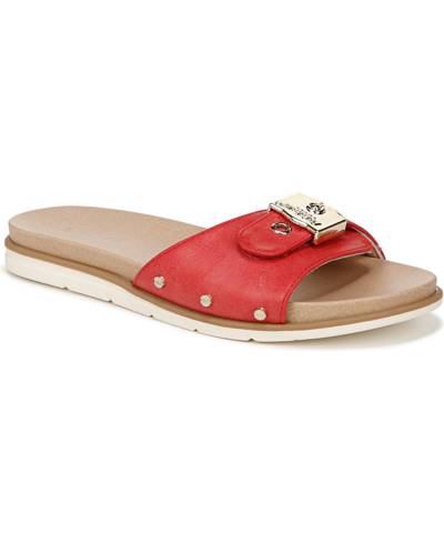 Dr. Scholl's Women's Think Iconic Lug Sole Slides In Heritage Red Faux Leather