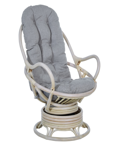 Osp Home Furnishings Office Star 39" Fabric, Rattan Lanai Swivel Rocker Chair In Gray