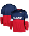 FANATICS MEN'S FANATICS NAVY, RED NEW ORLEANS PELICANS BIG AND TALL SPLIT PULLOVER SWEATSHIRT