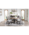 MACY'S MANDEVILLE 5PC DINING SET (ROUND TABLE + 4 X-BACK CHAIRS)