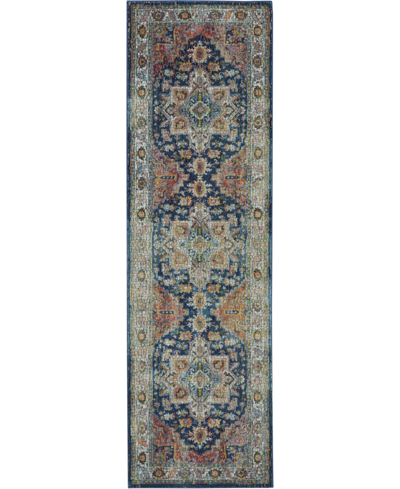 Nourison Home Ankara Global Anr11 Blue And Multi 2'4" X 8' Runner Rug In Blue,multi