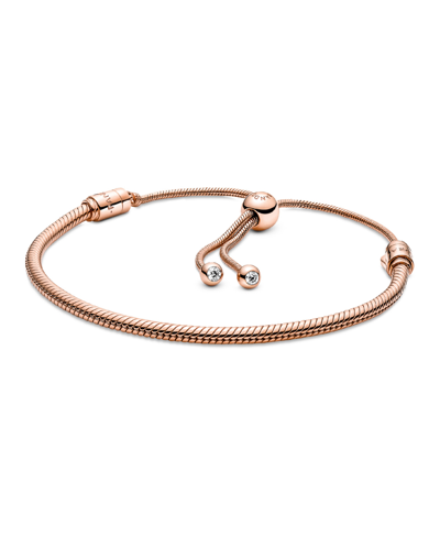 Pandora Moments Cubic Zirconia Snake Chain Slider Bracelet In Rose Gold