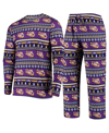 Concepts Sport Purple Lsu Tigers Ugly Sweater Knit Long Sleeve Top And Pant Set In Purple