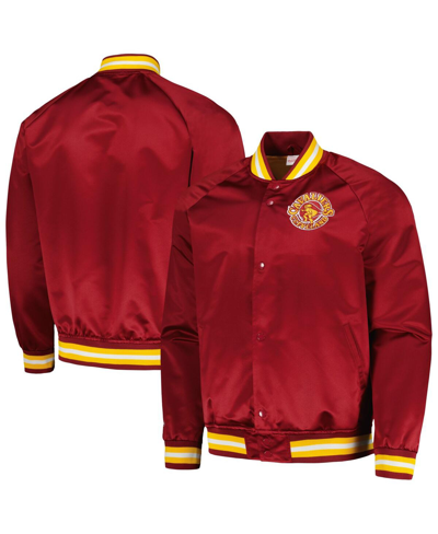Mitchell & Ness Men's  Wine Cleveland Cavaliers Hardwood Classics Throwback Wordmark Raglan Full-snap