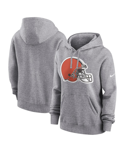 Nike Women's Logo Club (nfl Cleveland Browns) Pullover Hoodie In Heather Gray