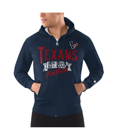 Starter Men's  Navy Distressed Houston Texans Domestic Post Season Full-zip Hoodie