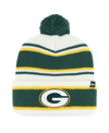 47 Brand Youth Boys And Girls ' White Green Bay Packers Stripling Cuffed Knit Hat With Pom In White