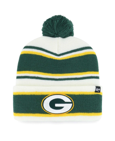 47 Brand Kids' Youth Boys And Girls ' White Green Bay Packers Stripling Cuffed Knit Hat With Pom