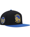 Mitchell & Ness Men's  Black, Royal Golden State Warriors Side Core 2.0 Snapback Hat In Black,royal