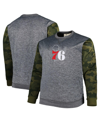 Fanatics Men's  Heather Charcoal Philadelphia 76ers Big And Tall Camo Stitched Sweatshirt In Heather Charcoal