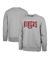 47 BRAND MEN'S '47 BRAND GRAY DISTRESSED SAN FRANCISCO 49ERS VARSITY BLOCK HEADLINE PULLOVER SWEATSHIRT