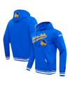 PRO STANDARD MEN'S PRO STANDARD ROYAL GOLDEN STATE WARRIORS SCRIPT TAIL PULLOVER HOODIE