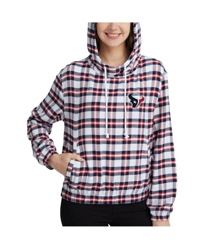 Concepts Sport Women's  Navy, Red Houston Texans Sienna Flannel Long Sleeve Hoodie Top In Navy,red