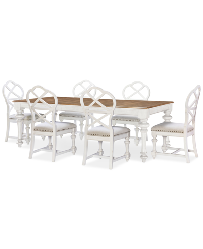 Macy's Mandeville 7pc Dining Set (rectangular Table + 6 X-back Chairs) In White