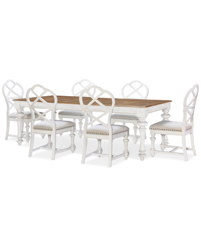 Macy's Mandeville 7 Pc. Dining Set (rectangular Table & 6 X-back Chairs) In White