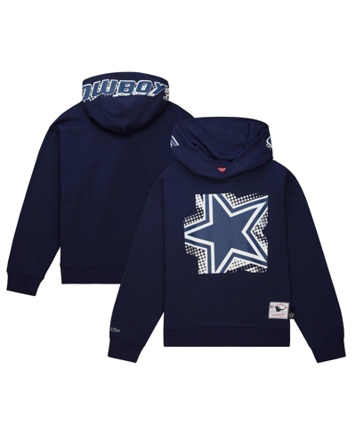 Mitchell & Ness Women's  Navy Dallas Cowboys Gridiron Classics Big Face 7.0 Pullover Hoodie