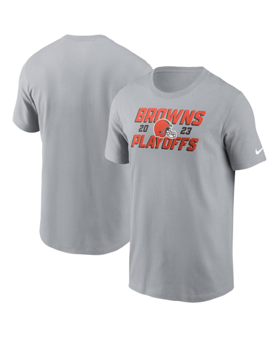 NIKE MEN'S NIKE GRAY CLEVELAND BROWNS 2023 NFL PLAYOFFS ICONIC T-SHIRT