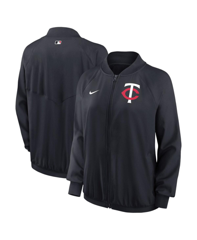 Nike Women's  Minnesota Twins Navy Authentic Collection Team Raglan Performance Full-zip Jacket