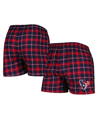 Concepts Sport Men's  Navy, Red Houston Texans Ledger Flannel Boxers In Navy,red