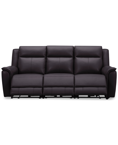 Macy's Addyson 88" 3-pc. Leather Sofa With 3 Zero Gravity Recliners With Power Headrests, Created For Macy' In Chocolate