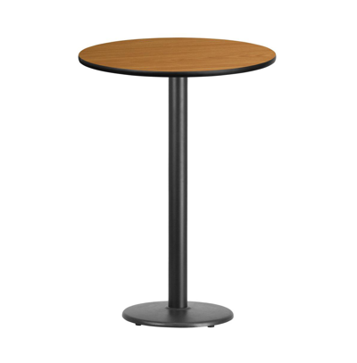 Emma+oliver 30" Round Laminate Table Top With 18" Round Bar Height Table Base In Natural