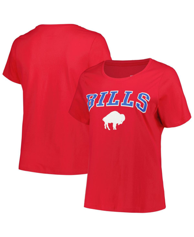 Fanatics Women's  Red Buffalo Bills Plus Size Arch Over Logo T-shirt