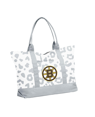 Logo Brands Women's Boston Bruins Leopard Pattern Tote In White,gray