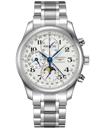 Longines Men's Swiss Automatic Chronograph Master Stainless Steel Bracelet Watch 42mm In Metallic