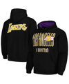 MITCHELL & NESS MEN'S MITCHELL & NESS BLACK DISTRESSED LOS ANGELES LAKERS HARDWOOD CLASSICS OG 2.0 PULLOVER HOODIE