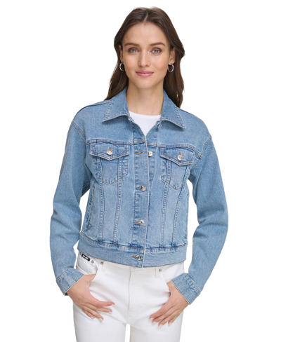 Dkny Women's Foundation Denim Trucker Jacket In Medium Wash Denim