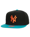 Mitchell & Ness Men's  Black, Teal New York Yankees Citrus Cooler Snapback Hat In Black,teal