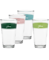 Fiesta Tropical Edgeline 16-ounce Tapered Cooler Glass, Set Of 4 In Jade,turquoise,lemongrass And Peony