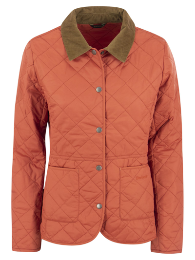 Barbour Deveron Diamond Quilted Jacket In Red