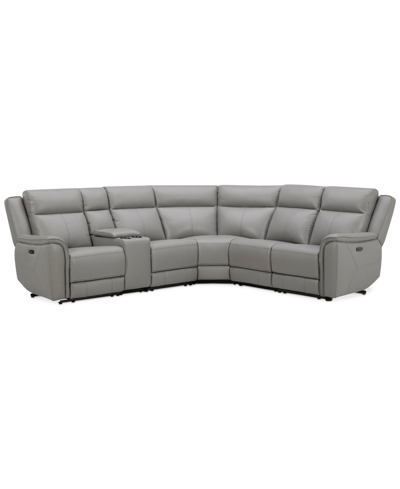 MACY'S ADDYSON 117" 6-PC. LEATHER SECTIONAL WITH 2 ZERO GRAVITY RECLINERS WITH POWER HEADRESTS AND 1 CONSOL