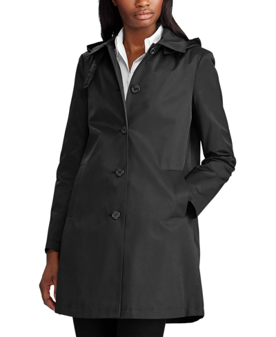 Ralph Lauren Womens Hooded A-line Raincoat In Black