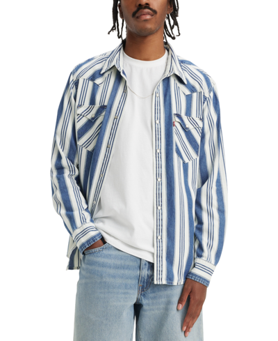 Levi's Men's Classic Standard Fit Western Shirt In Arlo Stripe Cloud Dancer