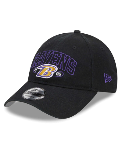 New Era Kids' Youth Boys And Girls  Black Baltimore Ravens Outline 9forty Adjustable Hat