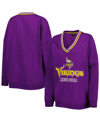 THE WILD COLLECTIVE WOMEN'S THE WILD COLLECTIVE PURPLE MINNESOTA VIKINGS VINTAGE-INSPIRED PULLOVER V-NECK SWEATSHIRT